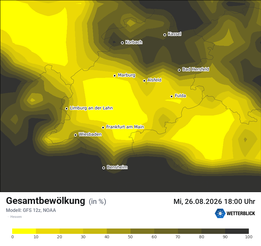 Modellkarte GFS – clct – he