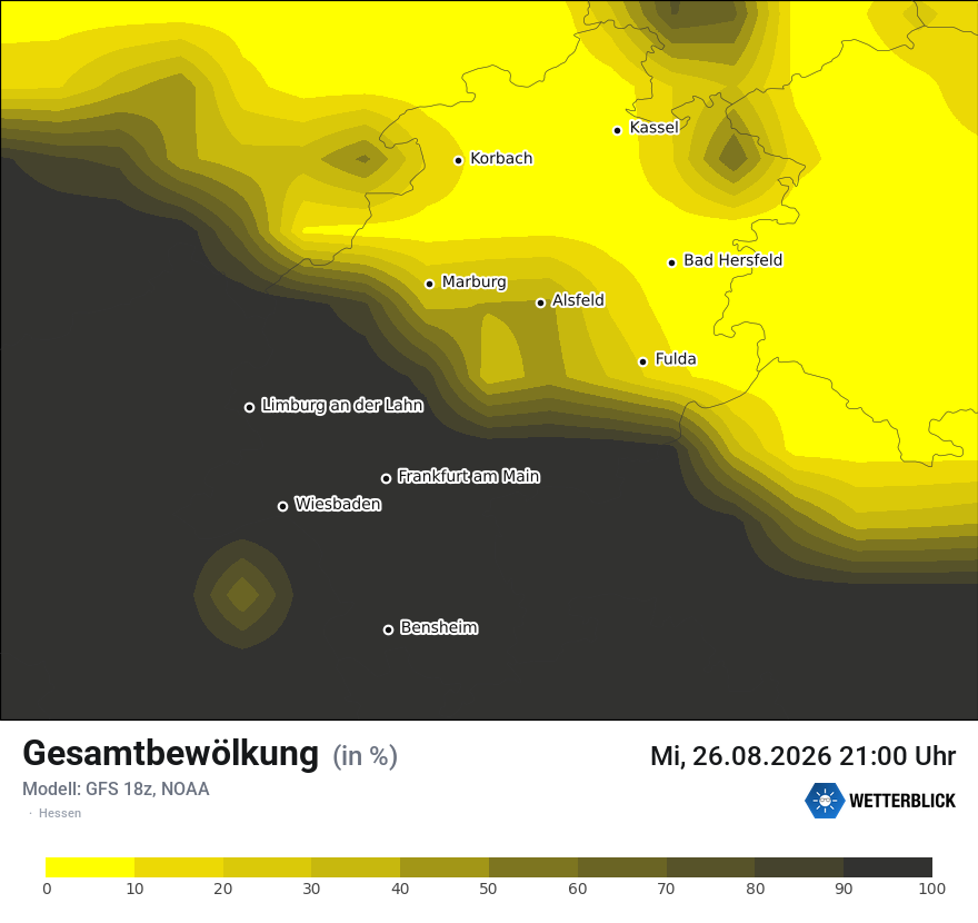 Modellkarte GFS – clct – he