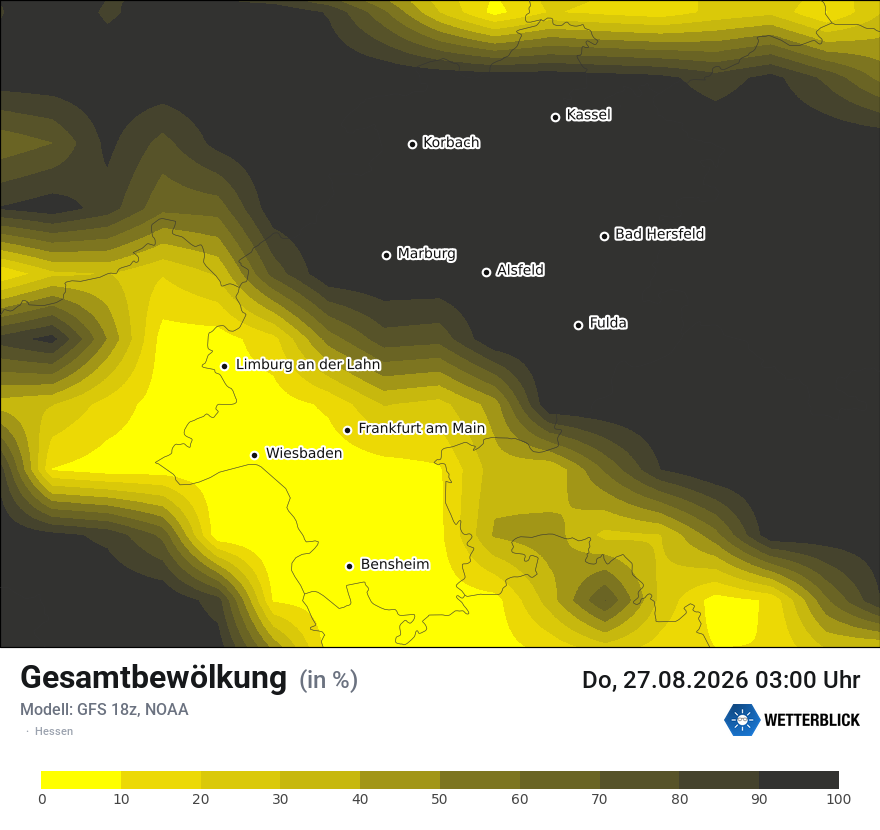Modellkarte GFS – clct – he