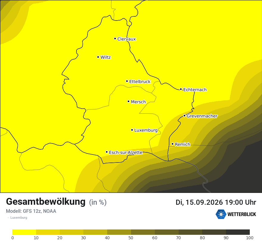 Modellkarte GFS – clct – luxemburg