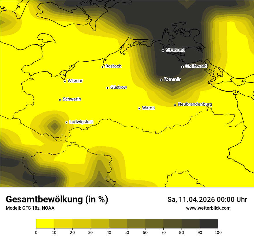 Modellkarte GFS – clct – mv