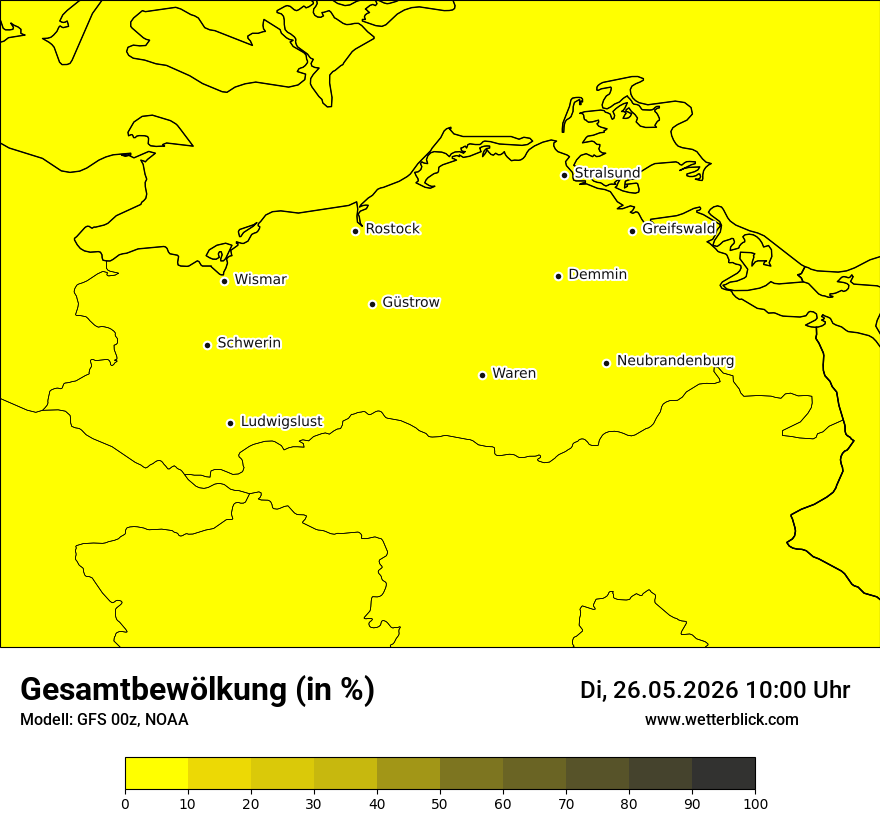 Modellkarte GFS – clct – mv