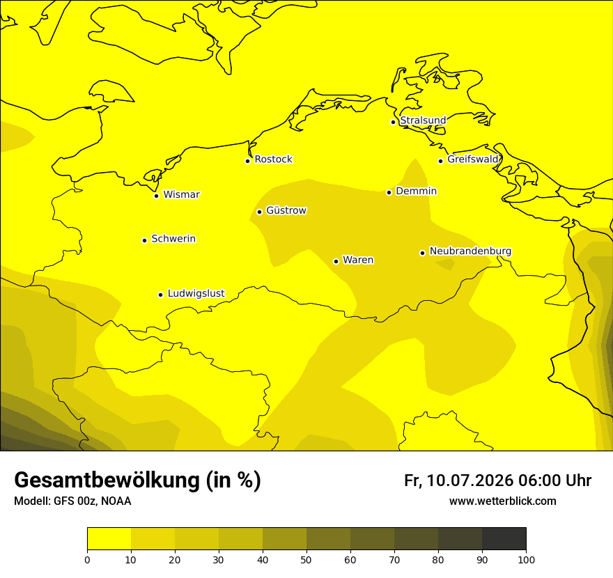 Modellkarte GFS – clct – mv