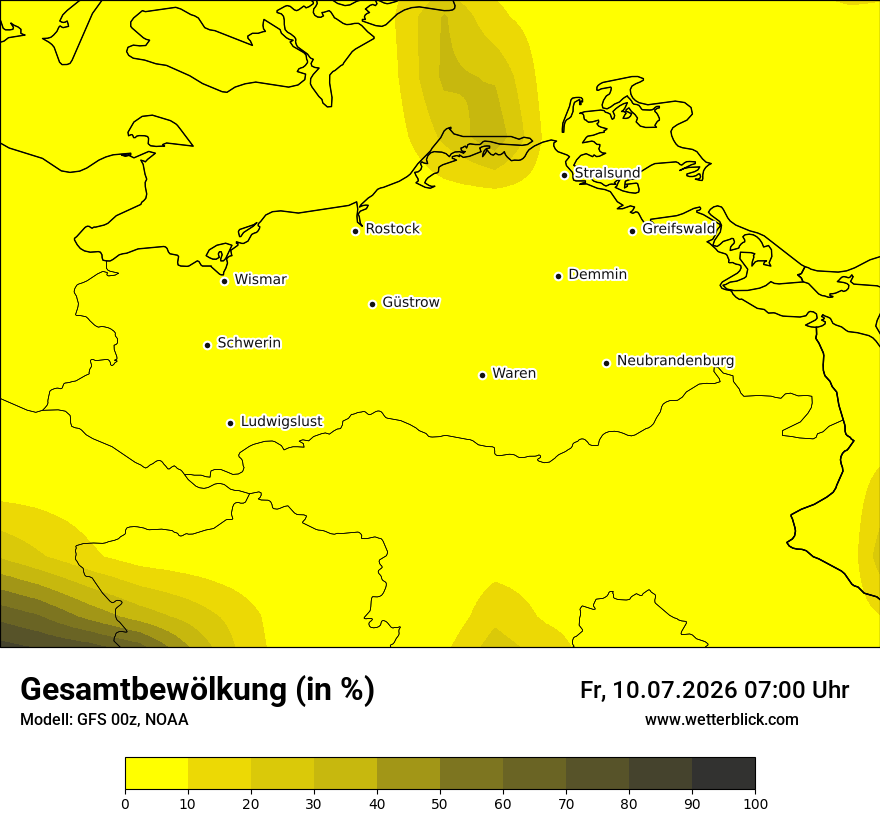 Modellkarte GFS – clct – mv