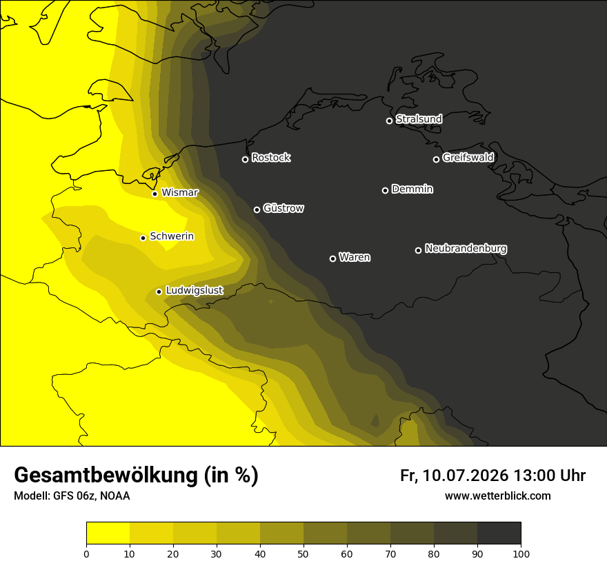 Modellkarte GFS – clct – mv