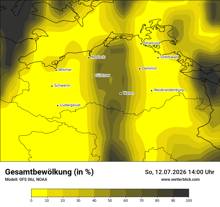 Modellkarte GFS – clct – mv