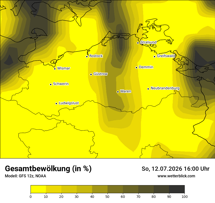 Modellkarte GFS – clct – mv