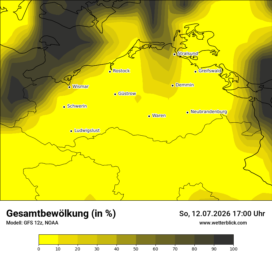Modellkarte GFS – clct – mv