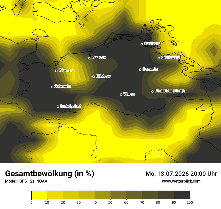 Modellkarte GFS – clct – mv