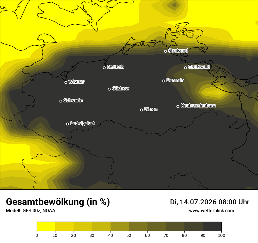 Modellkarte GFS – clct – mv
