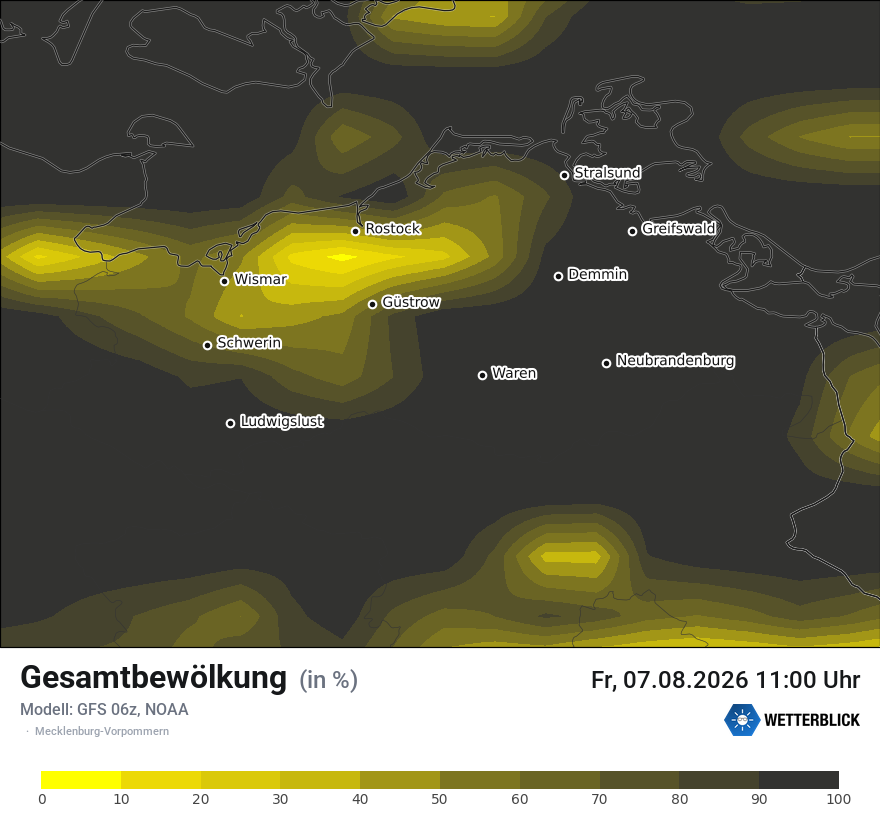 Modellkarte GFS – clct – mv