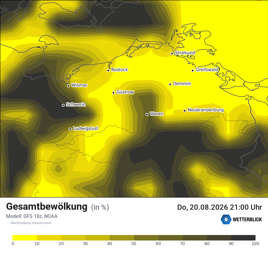 Modellkarte GFS – clct – mv