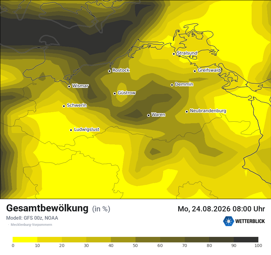 Modellkarte GFS – clct – mv