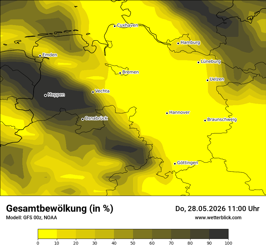 Modellkarte GFS – clct – ni