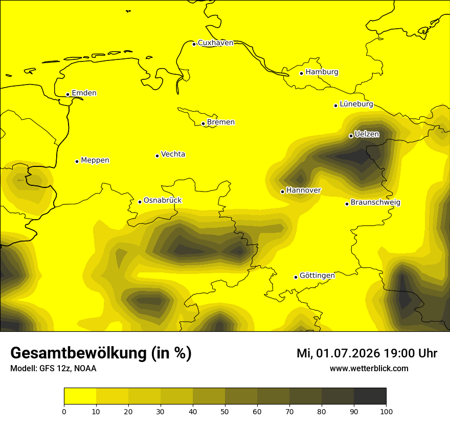 Modellkarte GFS – clct – ni