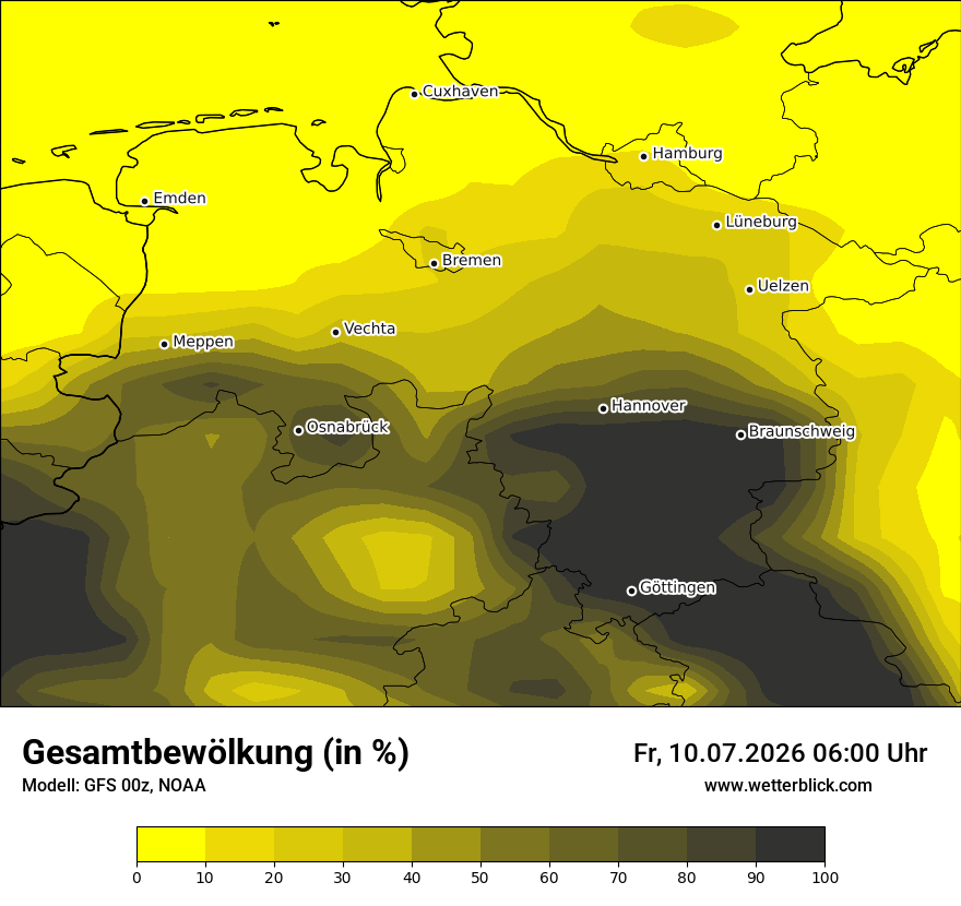 Modellkarte GFS – clct – ni