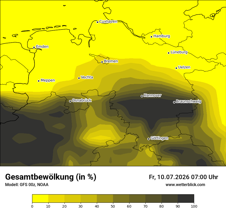 Modellkarte GFS – clct – ni