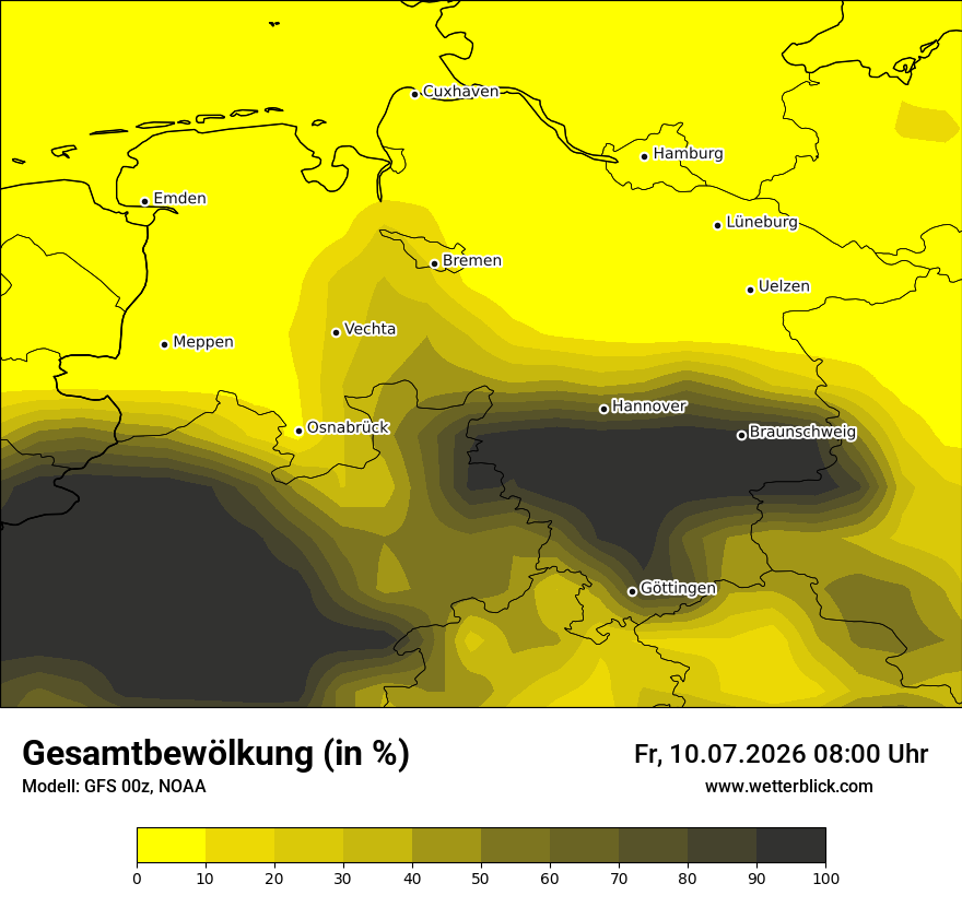 Modellkarte GFS – clct – ni