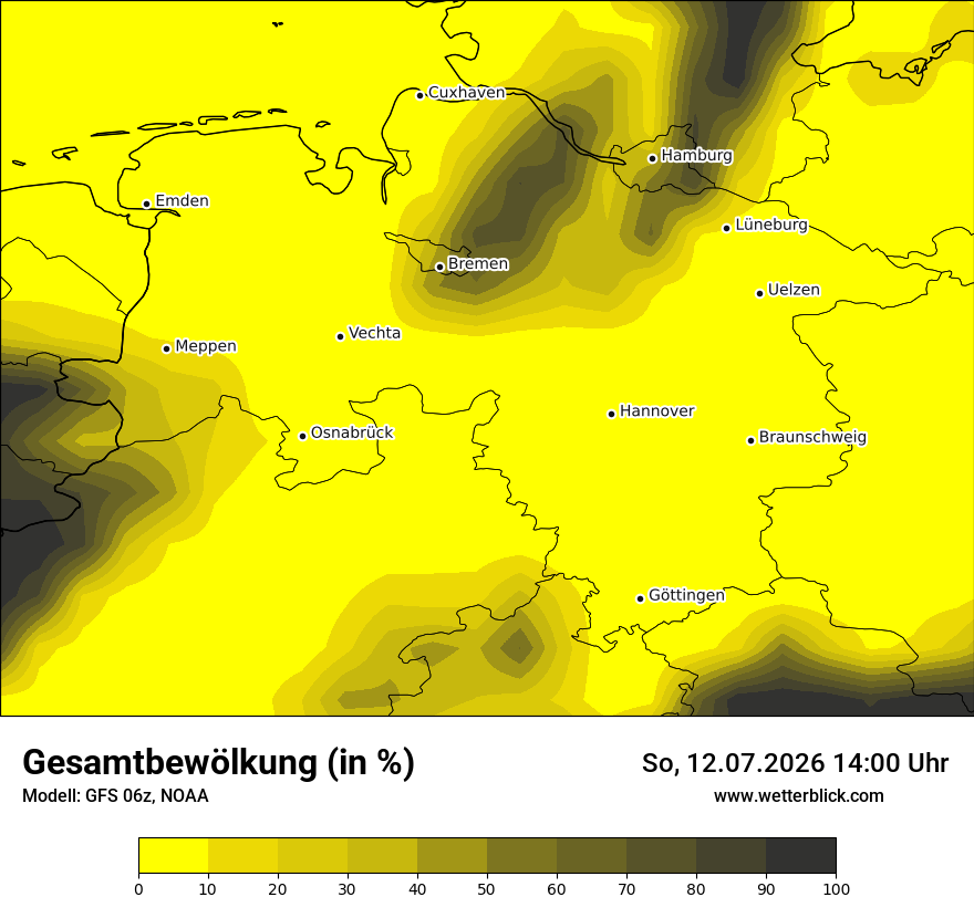 Modellkarte GFS – clct – ni