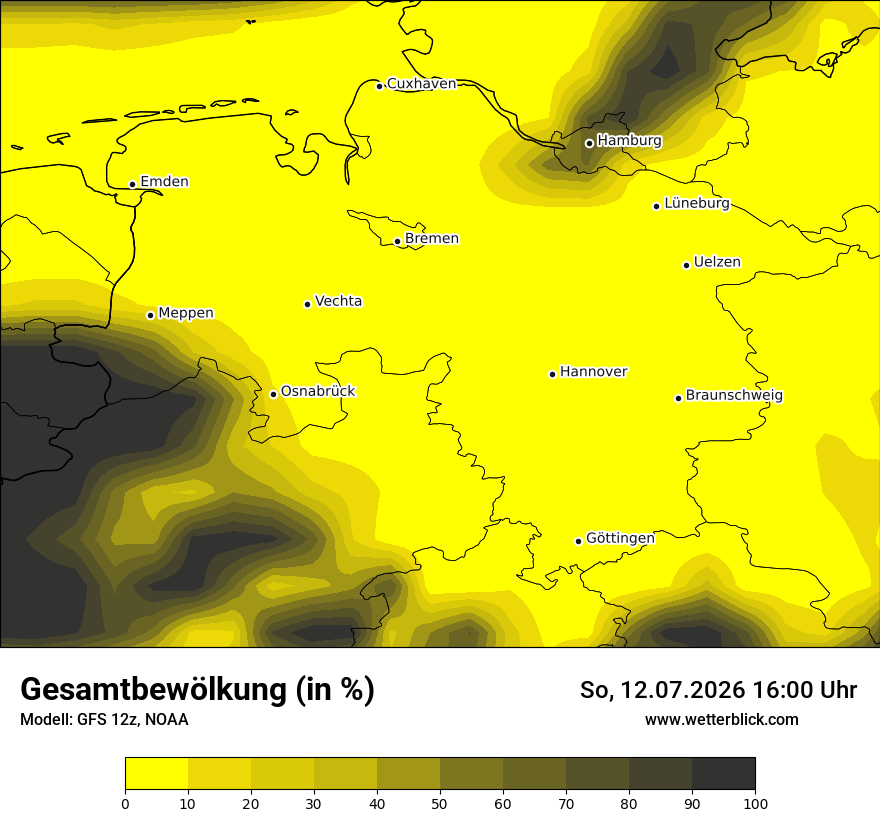Modellkarte GFS – clct – ni