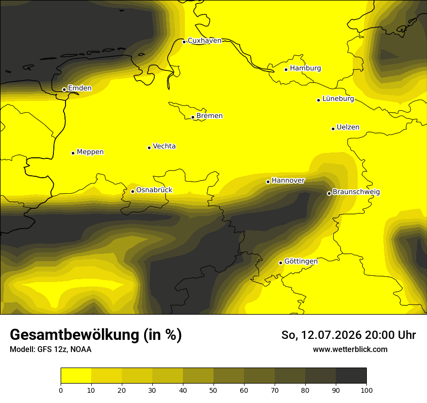 Modellkarte GFS – clct – ni