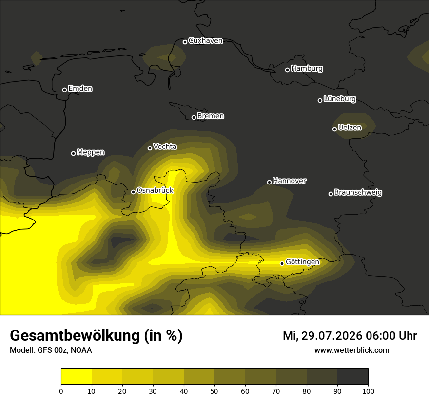 Modellkarte GFS – clct – ni