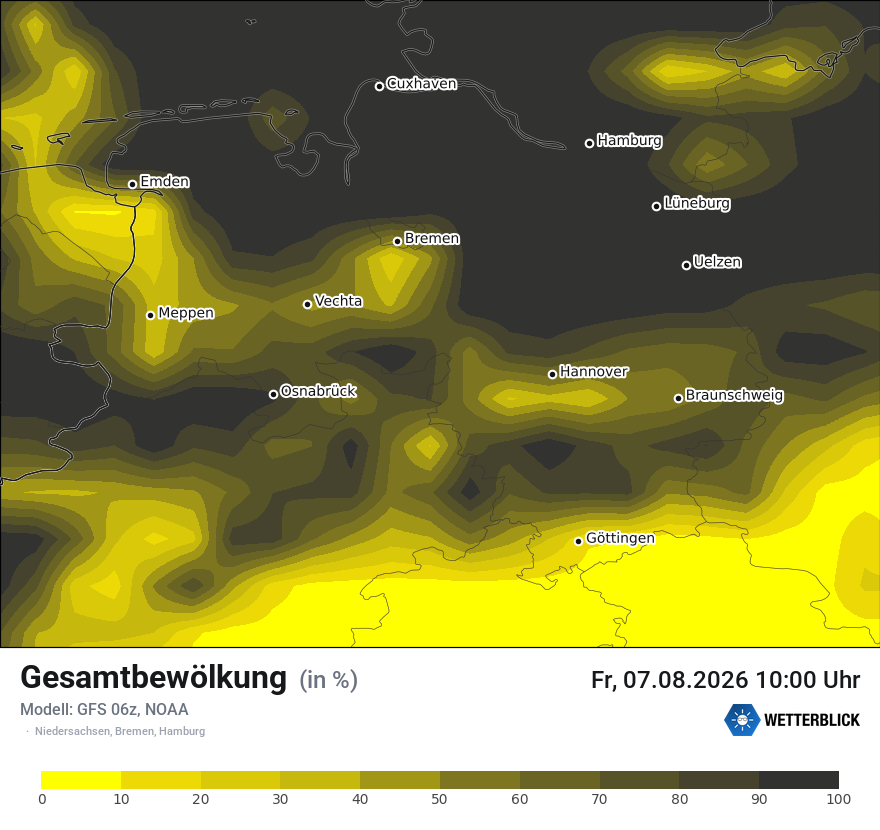 Modellkarte GFS – clct – ni