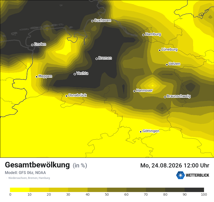 Modellkarte GFS – clct – ni