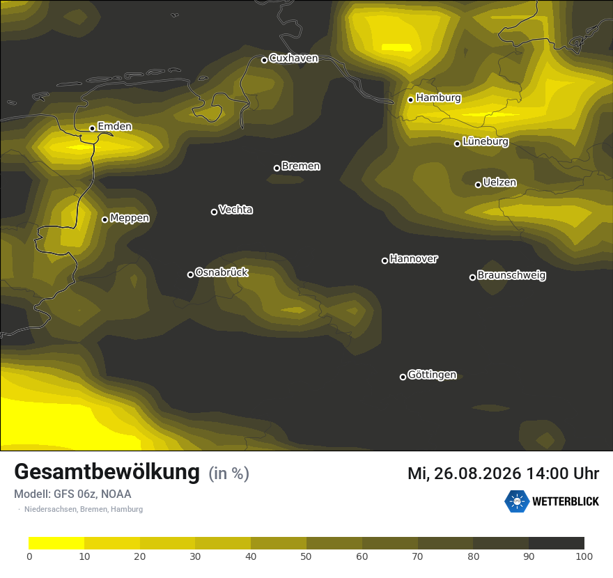 Modellkarte GFS – clct – ni