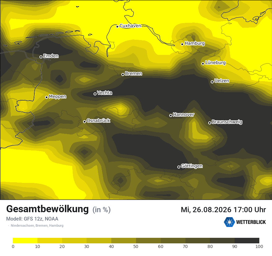 Modellkarte GFS – clct – ni