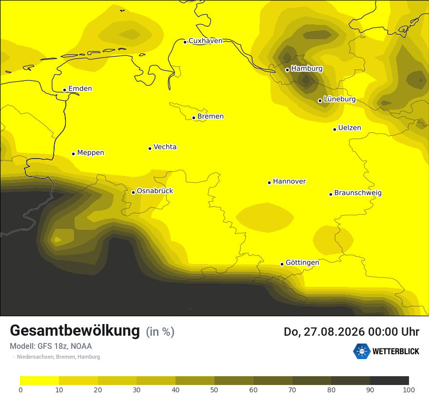 Modellkarte GFS – clct – ni