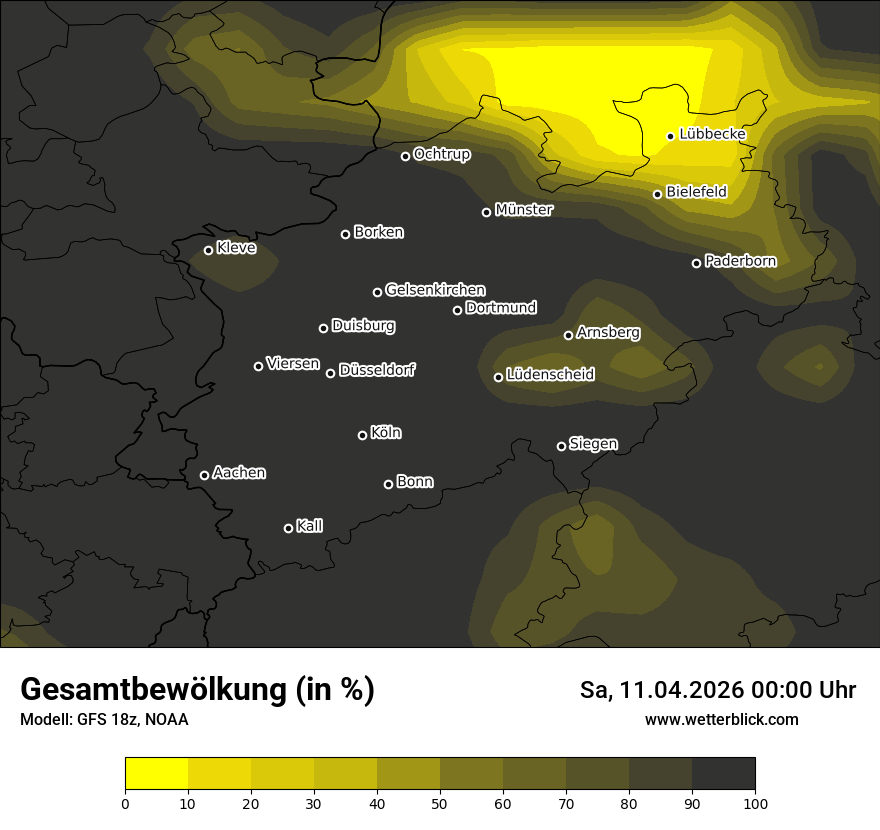 Modellkarte GFS – clct – nrw