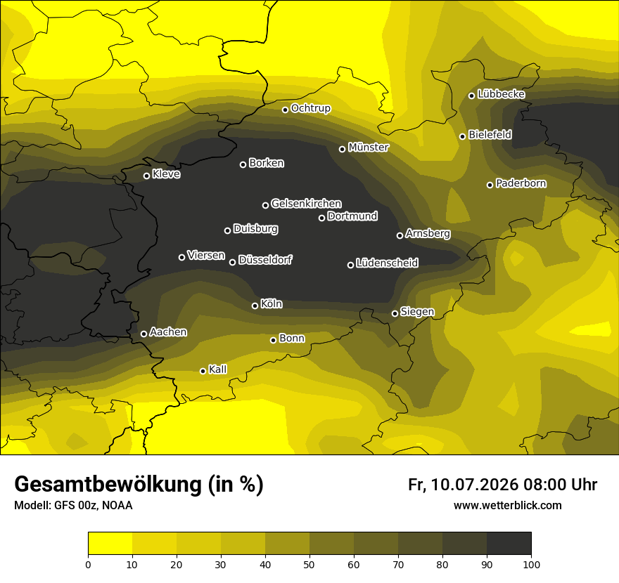 Modellkarte GFS – clct – nrw