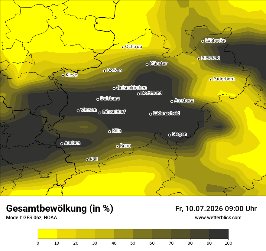 Modellkarte GFS – clct – nrw