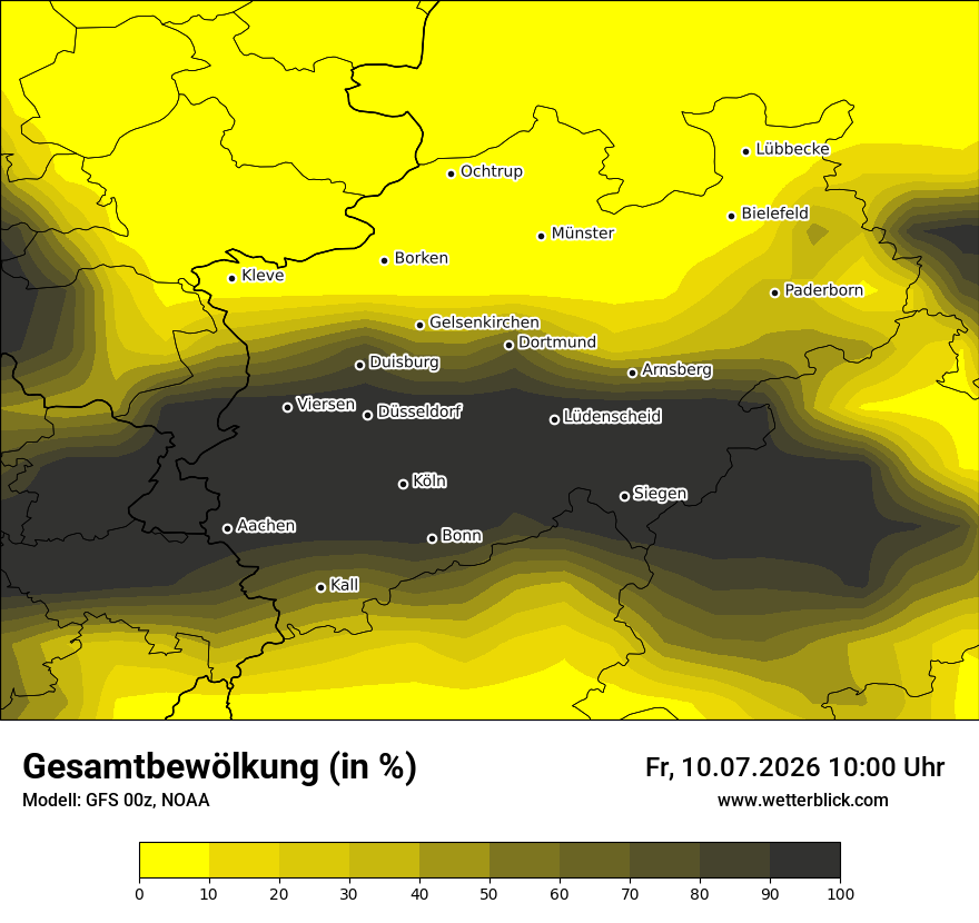 Modellkarte GFS – clct – nrw