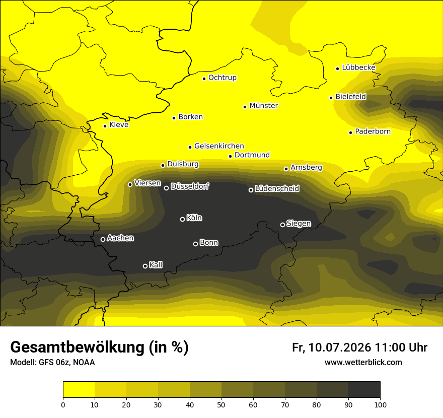 Modellkarte GFS – clct – nrw