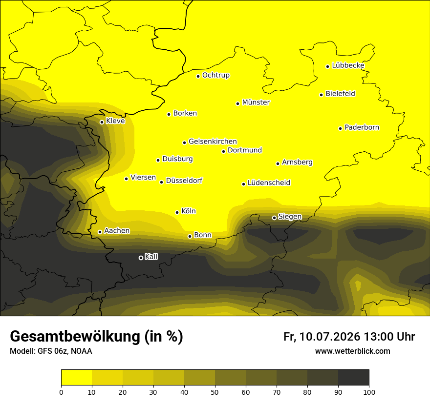 Modellkarte GFS – clct – nrw