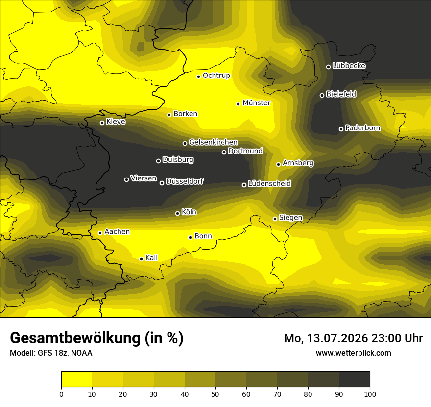 Modellkarte GFS – clct – nrw
