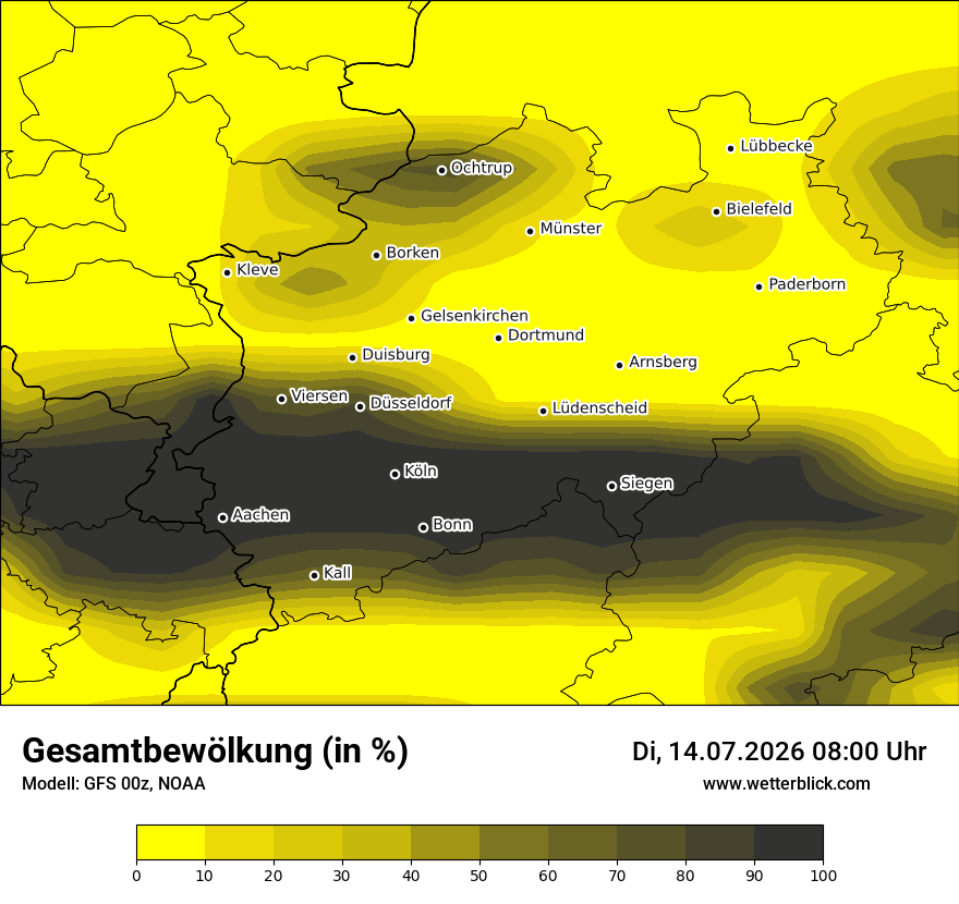 Modellkarte GFS – clct – nrw