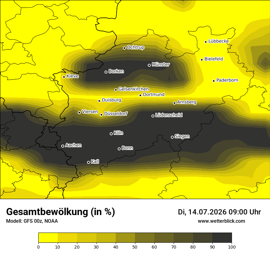 Modellkarte GFS – clct – nrw