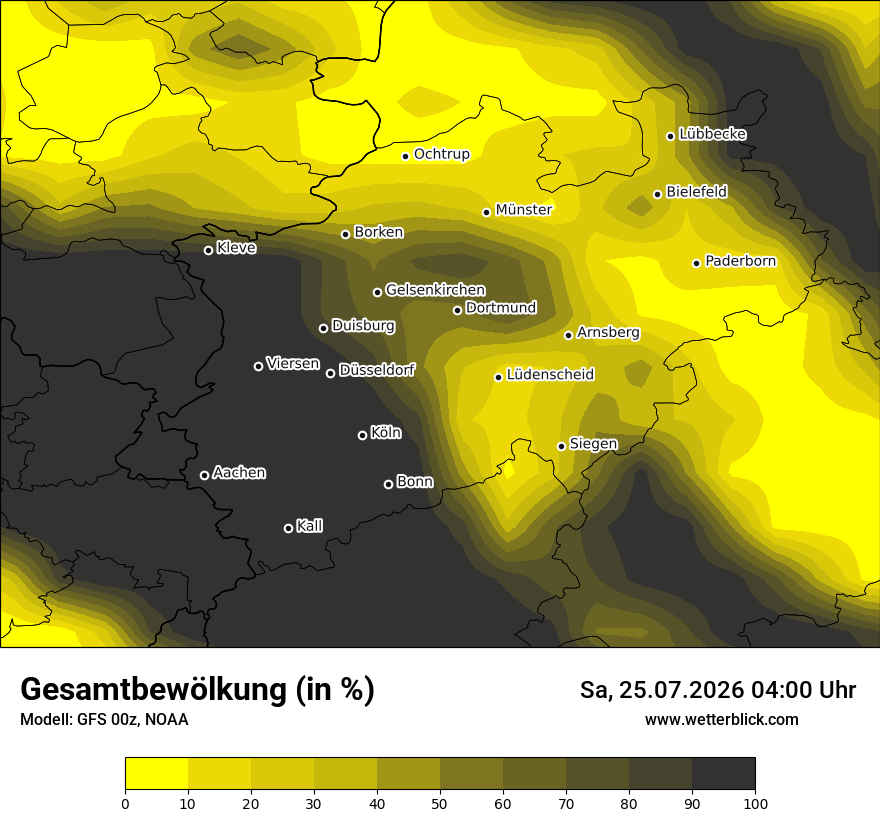Modellkarte GFS – clct – nrw