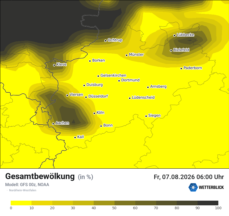 Modellkarte GFS – clct – nrw