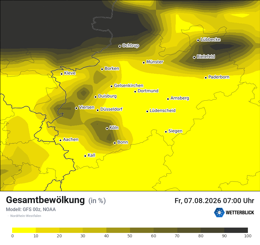 Modellkarte GFS – clct – nrw