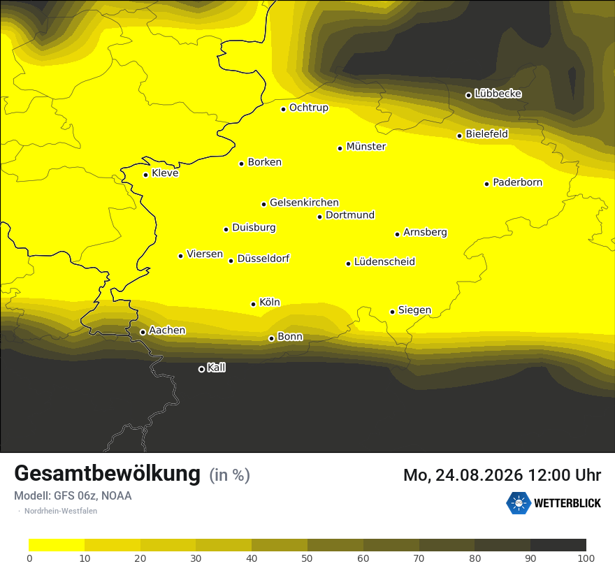 Modellkarte GFS – clct – nrw