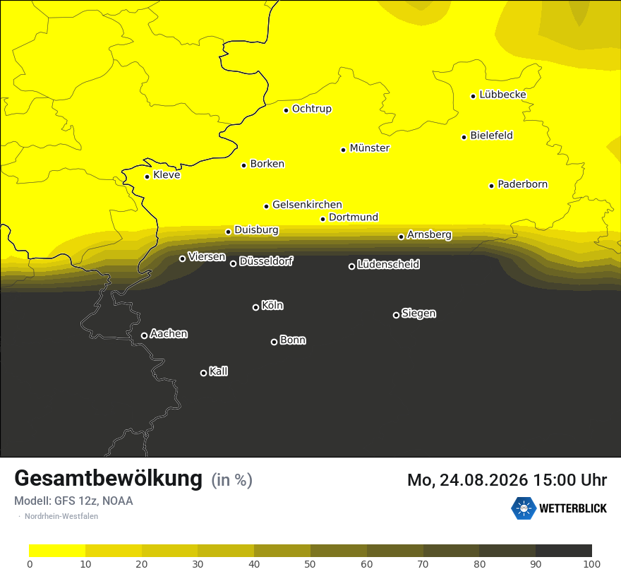 Modellkarte GFS – clct – nrw