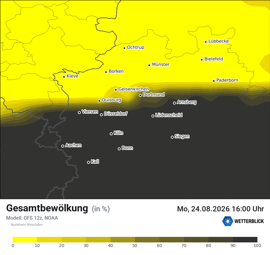 Modellkarte GFS – clct – nrw