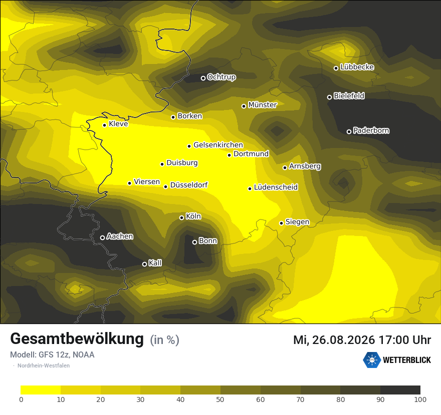 Modellkarte GFS – clct – nrw