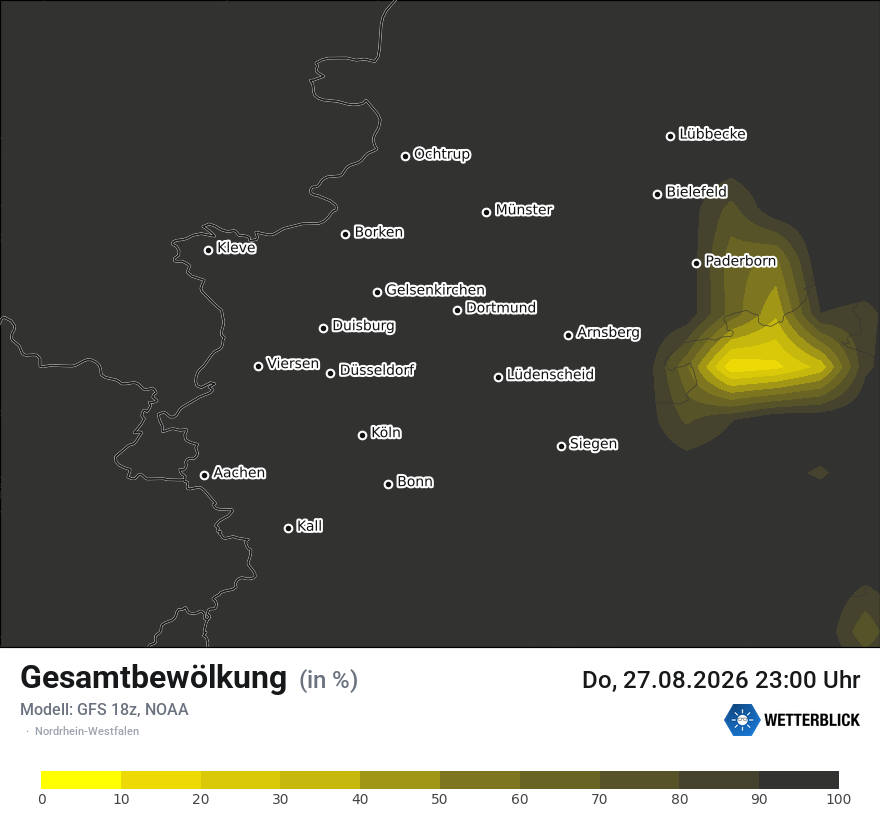 Modellkarte GFS – clct – nrw