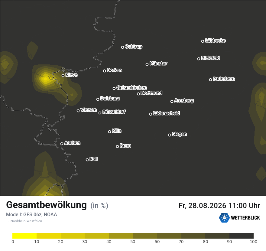 Modellkarte GFS – clct – nrw