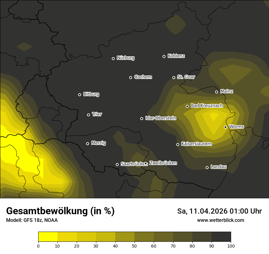Modellkarte GFS – clct – rp